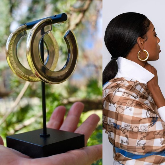 ANTHRO x BaubleBar Gold Clear Thick Hoops Earrings - Picture 12 of 12